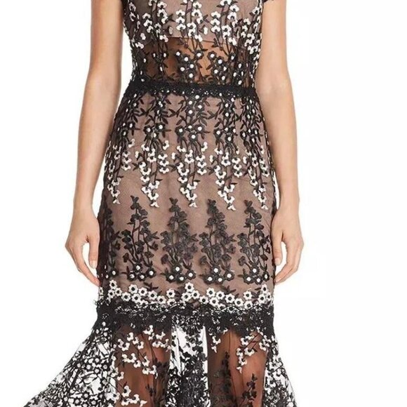 NWT Bronx and Banco Dalia Illusion Lace Dress, Size 2 XS - Picture 1 of 6